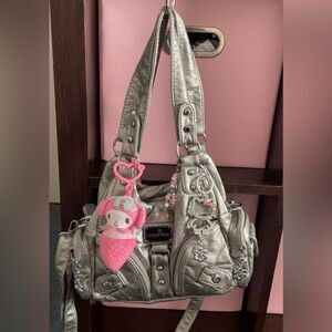 Angel Kiss Metallic Silver Shoulder Bag